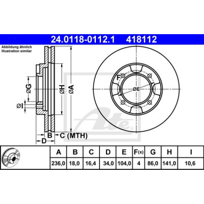 Kočioni disk ATE 24.0118-0112.1