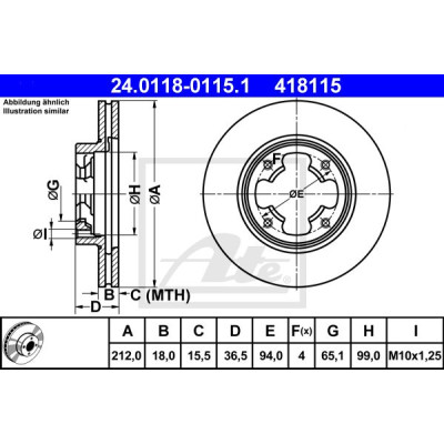 Kočioni disk ATE 24.0118-0115.1