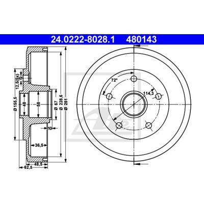 Kočioni bubanj ATE 24.0222-8028.1