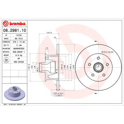 Kočioni disk BREMBO 08.2981.10