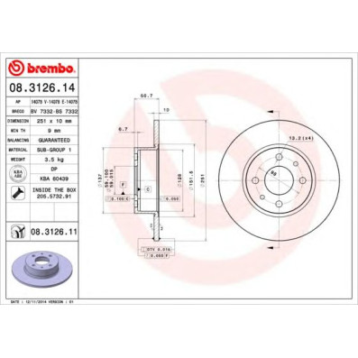 Kočioni disk BREMBO 08.3126.14
