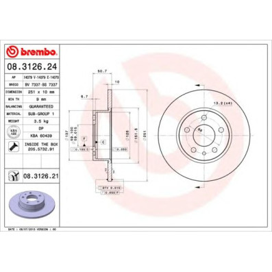 Kočioni disk BREMBO 08.3126.21