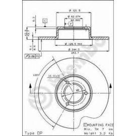 Kočioni disk BREMBO 08.3969.10