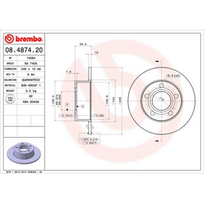 Kočioni disk BREMBO 08.4874.20