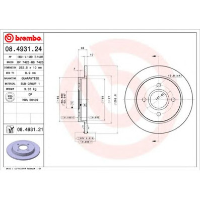 Kočioni disk BREMBO 08.4931.24