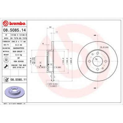 Kočioni disk BREMBO 08.5085.14