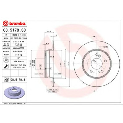 Kočioni disk BREMBO 08.5178.31