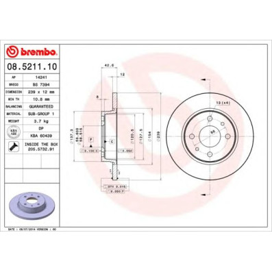 Kočioni disk BREMBO 08.5211.10