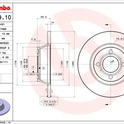 Kočioni disk BREMBO 08.5709.10