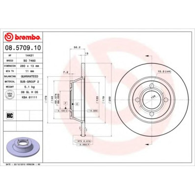 Kočioni disk BREMBO 08.5709.10