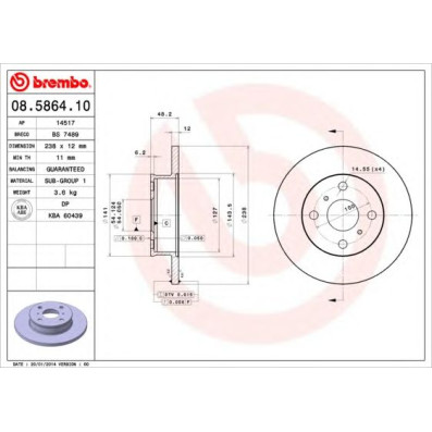 Kočioni disk BREMBO 08.5864.10
