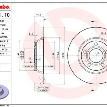 Kočioni disk BREMBO 08.6751.10
