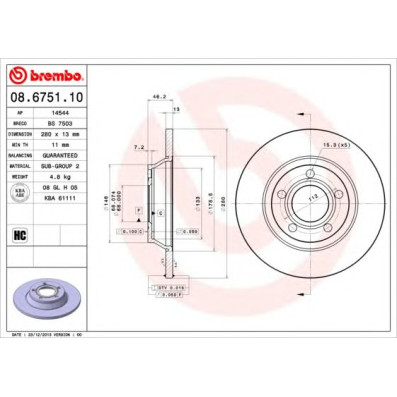Kočioni disk BREMBO 08.6751.10