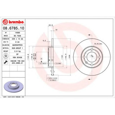 Kočioni disk BREMBO 08.6785.10