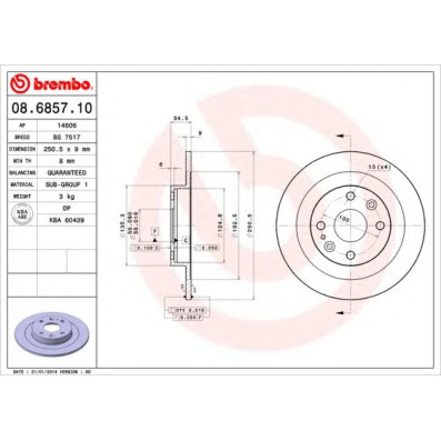 Kočioni disk BREMBO 08.6857.10
