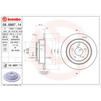 Kočioni disk BREMBO 08.6897.14