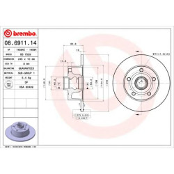 Kočioni disk BREMBO 08.6911.14