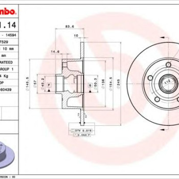 Kočioni disk BREMBO 08.6911.14