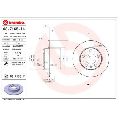 Kočioni disk BREMBO 08.7165.14