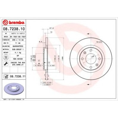 Kočioni disk BREMBO 08.7238.10