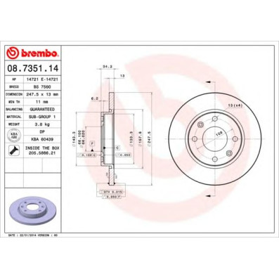 Kočioni disk BREMBO 08.7351.14