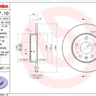 Kočioni disk BREMBO 08.7627.10