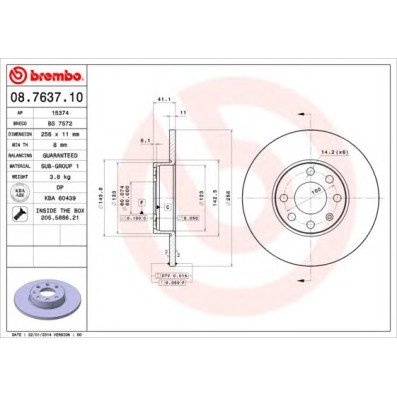 Kočioni disk BREMBO 08.7637.10