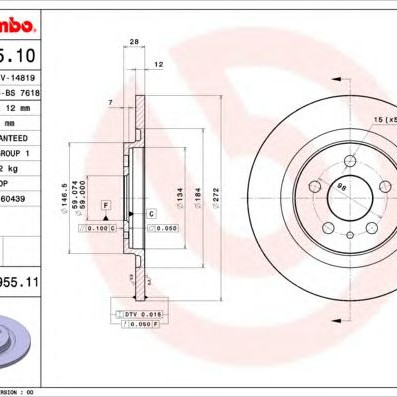 Kočioni disk BREMBO 08.7955.10
