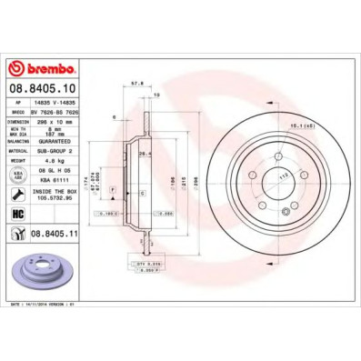 Kočioni disk BREMBO 08.8405.10