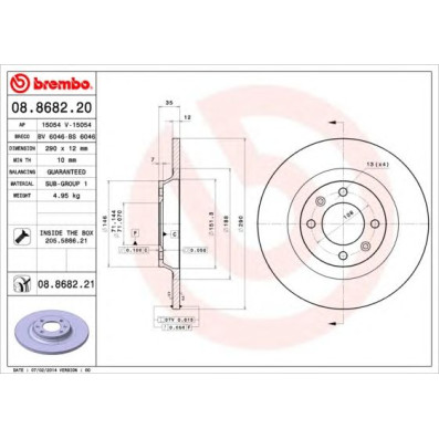Kočioni disk BREMBO 08.8682.21