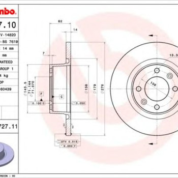 Kočioni disk BREMBO 08.8727.11