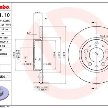 Kočioni disk BREMBO 08.9364.11
