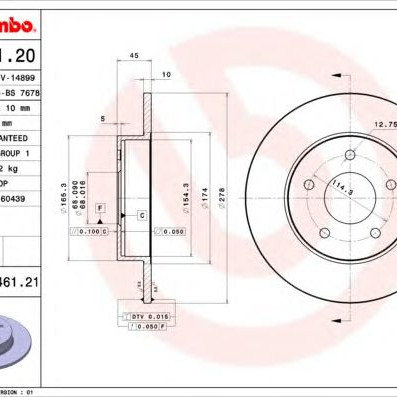 Kočioni disk BREMBO 08.9461.20