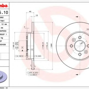 Kočioni disk BREMBO 08.9465.10