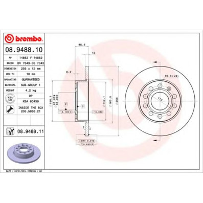 Kočioni disk BREMBO 08.9488.11