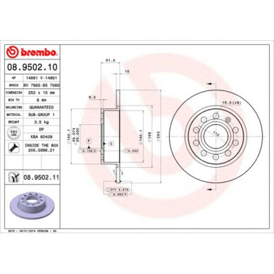 Kočioni disk BREMBO 08.9502.10