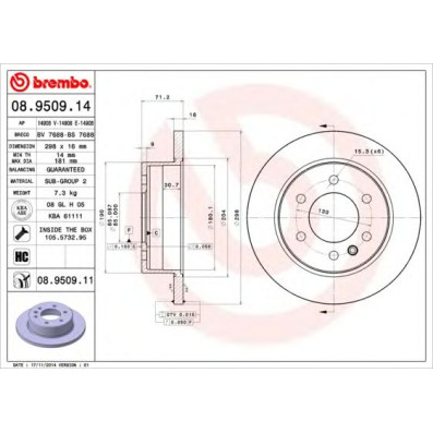 Kočioni disk BREMBO 08.9509.14