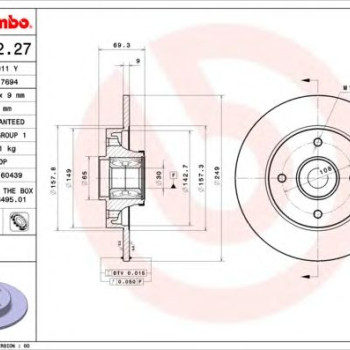 Kočioni disk BREMBO 08.9512.27