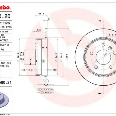 Kočioni disk BREMBO 08.9580.20