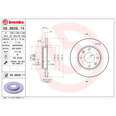 Kočioni disk BREMBO 08.9606.14