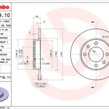 Kočioni disk BREMBO 08.9719.11