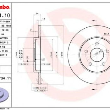 Kočioni disk BREMBO 08.9734.11