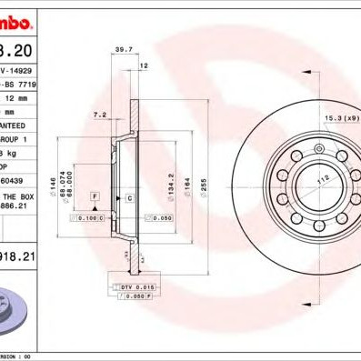 Kočioni disk BREMBO 08.9918.20