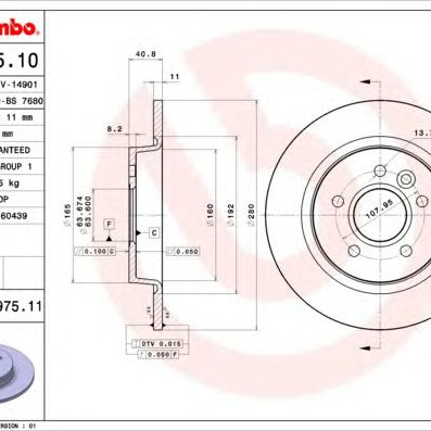 Kočioni disk BREMBO 08.9975.11