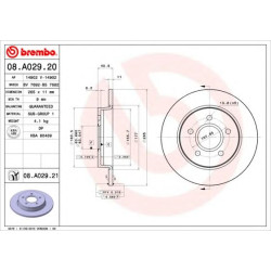 Kočioni disk BREMBO 08.A029.21