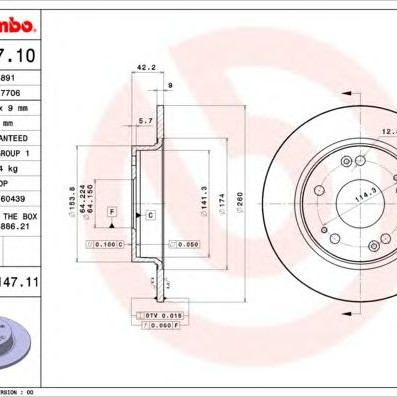 Kočioni disk BREMBO 08.A147.11