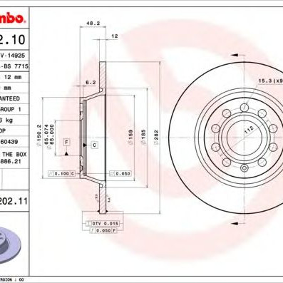 Kočioni disk BREMBO 08.A202.11