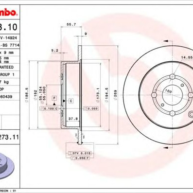 Kočioni disk BREMBO 08.A273.10