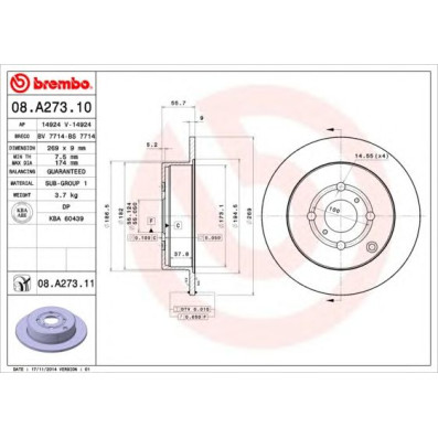 Kočioni disk BREMBO 08.A273.10