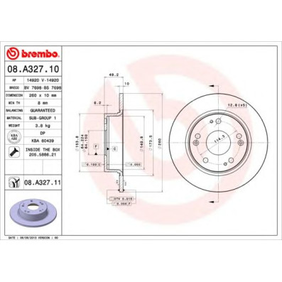 Kočioni disk BREMBO 08.A327.11